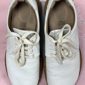 Birkenstock-Women White Wrigley lace up-Leather Shoes. US SZ-7E./Eur Sz-38E.Port